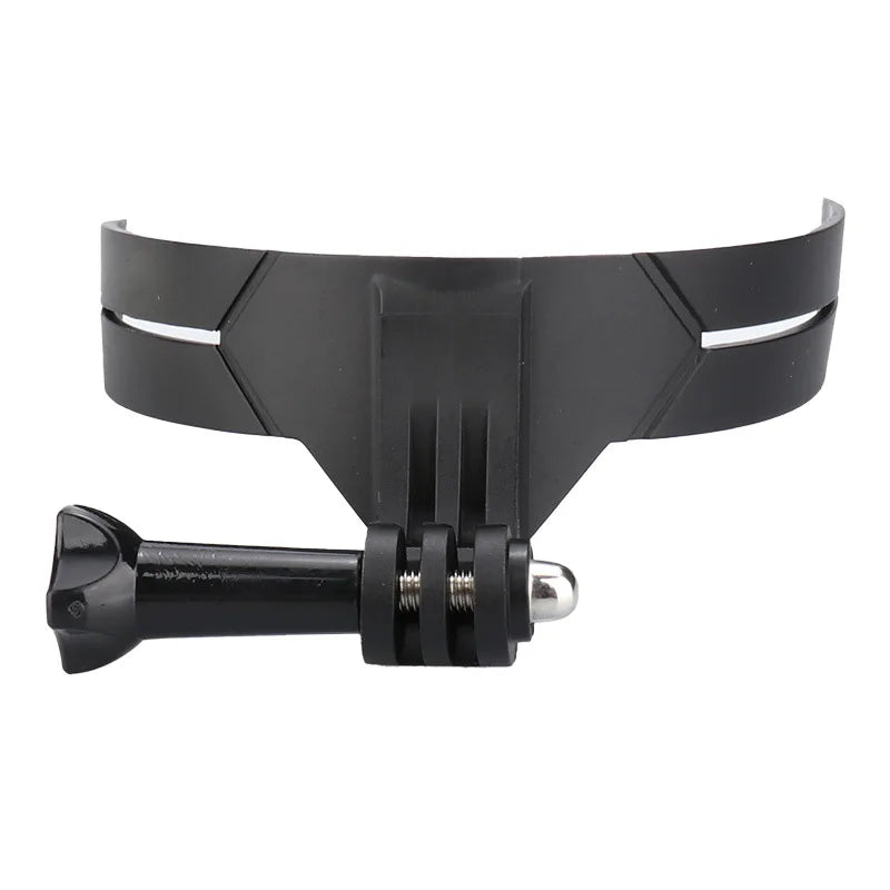 Support de menton noir collé sur un casque de moto - vue 3