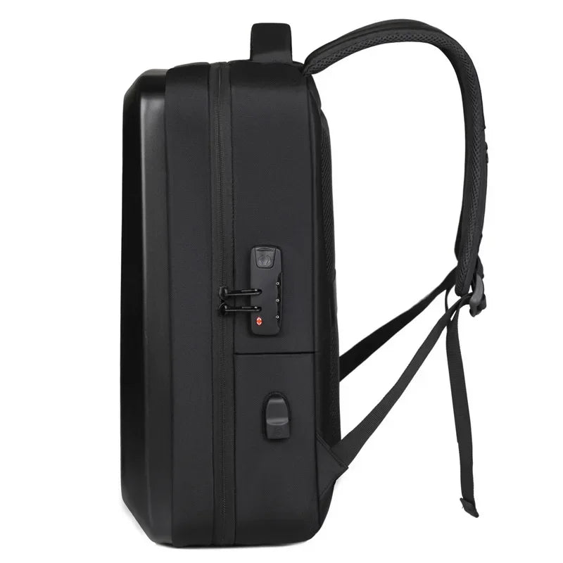 Sac à dos coque rigide noir avec cadenas à code - vue 3
