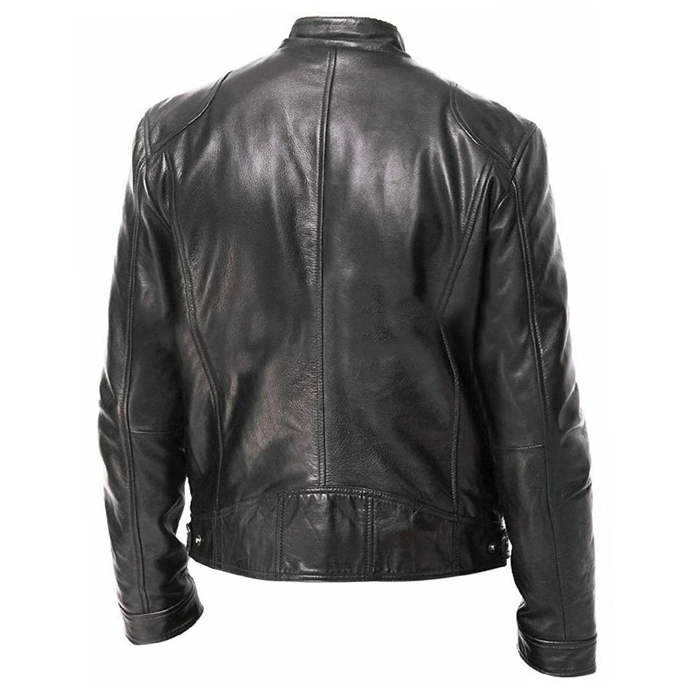 Blouson moto homme noir en simili cuir avec protections - vue 3