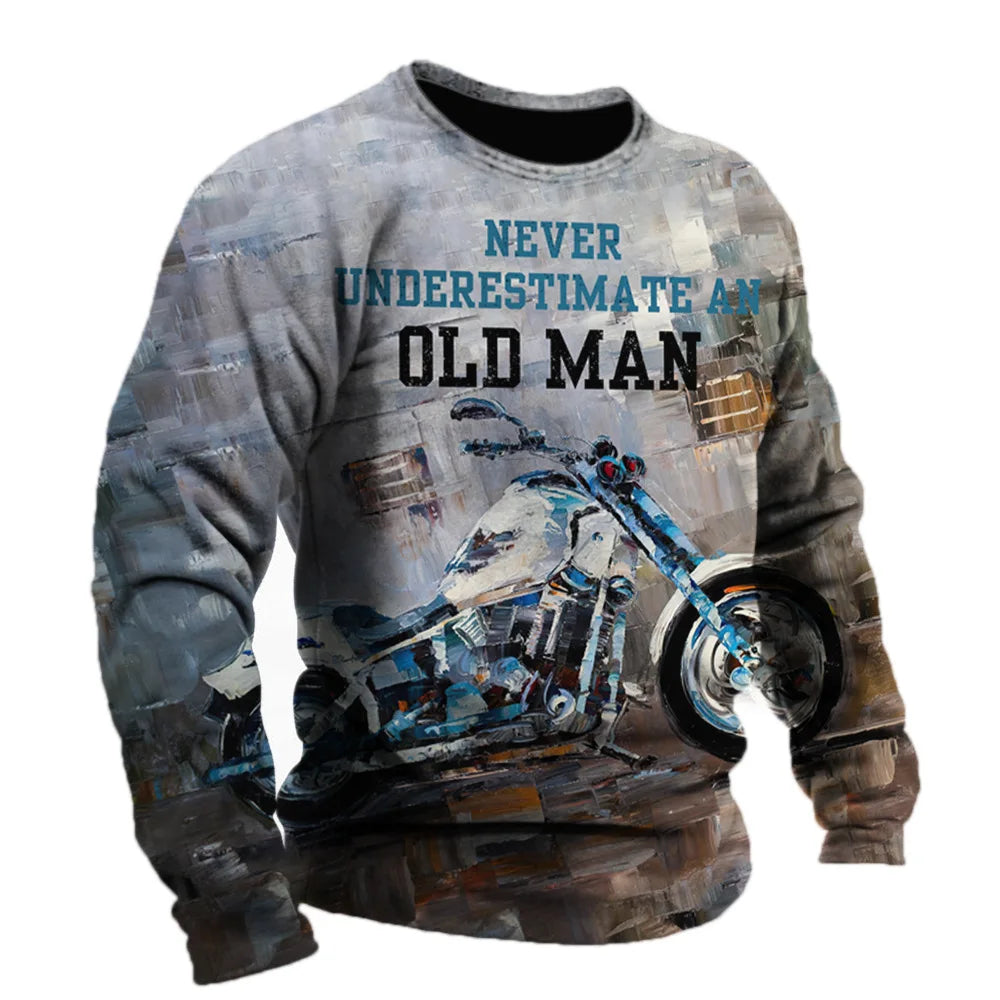 T-shirt Manches Longues Homme Style Biker Graphique 3D - vue 6