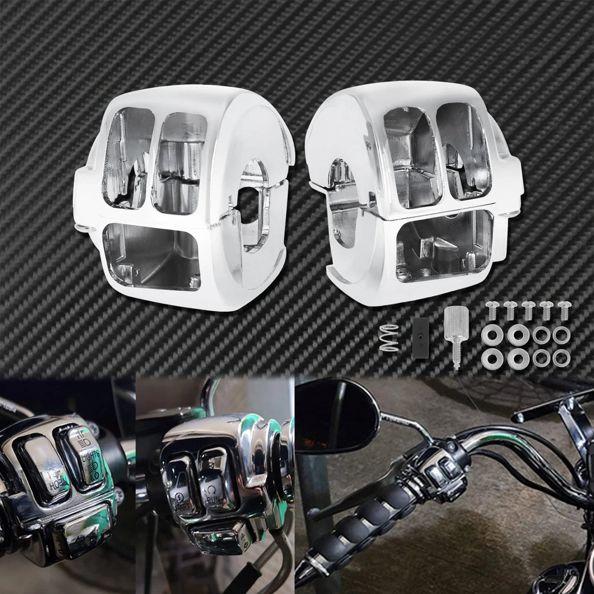Boîtiers de commodo aluminium pour Harley Softail Dyna Sportster - vue 7