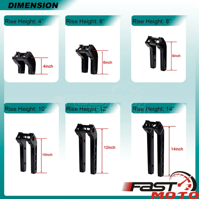 Risers de guidon noirs en aluminium pour moto Harley-Davidson - vue 3