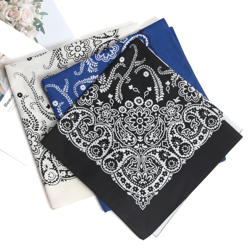 Bandana carré en coton motif cachemire - vue 6
