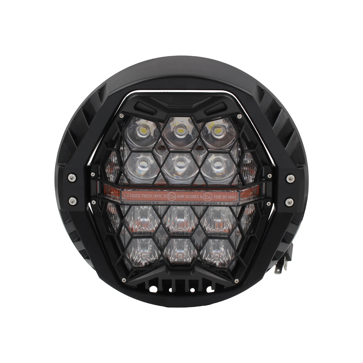 Phare LED rond noir 7 pouces monté sur une Harley-Davidson Dyna - vue 7
