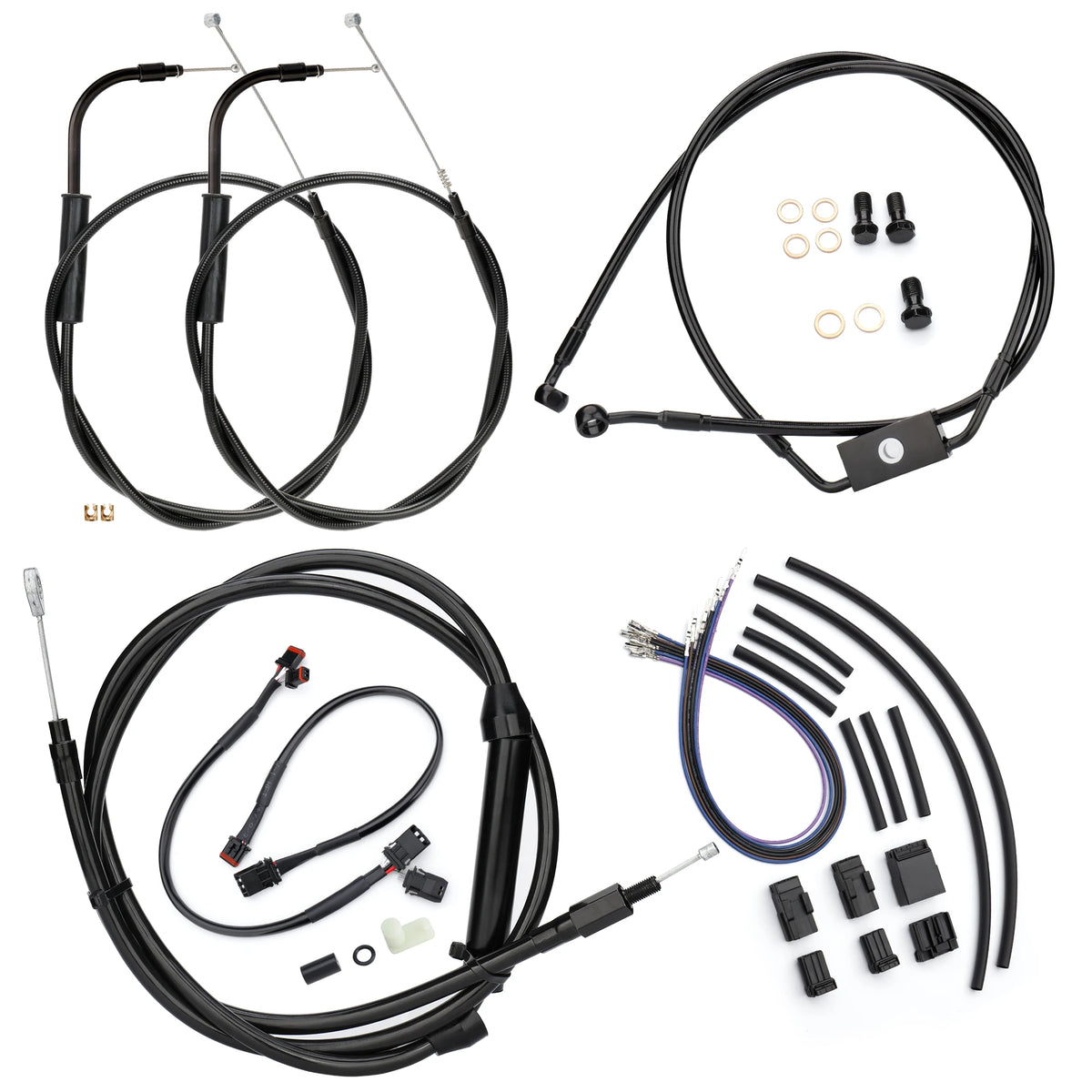 Kit de Câbles Rallongés pour Guidon - Harley-Davidson Dyna 2012-2017 (Avec ABS, Disque Avant Simple) – photo 1/12