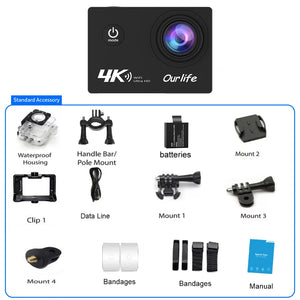 Caméra sport Ourlife noire avec écran WiFi - vue 7