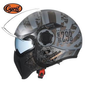 Casque moto modulable rétro noir avec double écran - vue - vue 16
