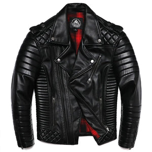 Veste en cuir d'agneau coupe slim - vue de face - vue 1