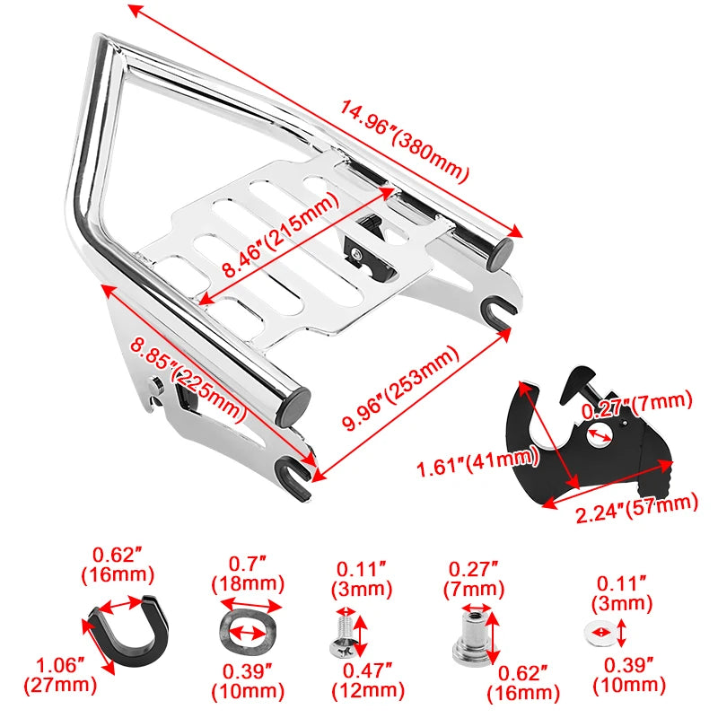 Porte-Bagages Chopper Chromé pour Harley-Davidson Touring - vue 6