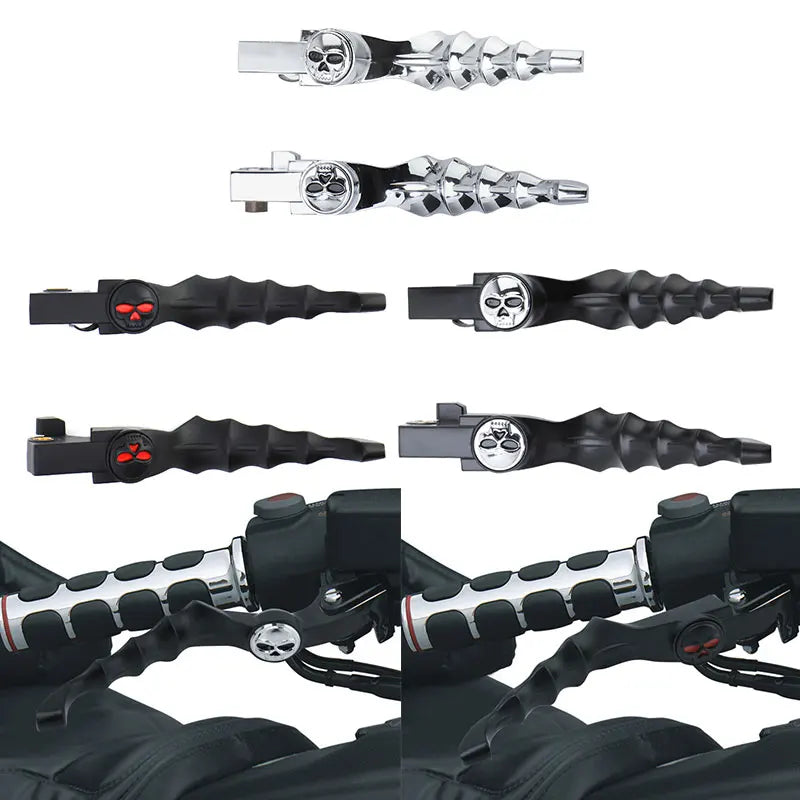 Leviers tête de mort zombie pour Harley Sportster - vue 1
