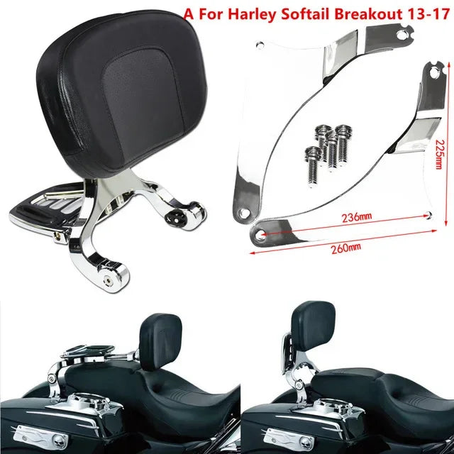 Dossier conducteur/passager réglable (sissy bar) noir/chrome pour Harley-Davidson Softail Breakout, Touring 2009-2017 – photo 21/27