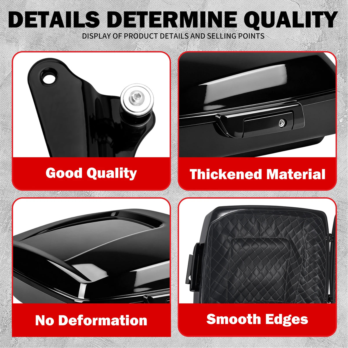 Top case tronqué 10,7" avec dossier et kit porte-bagages pour Harley Touring 2014-2025 - vue 4