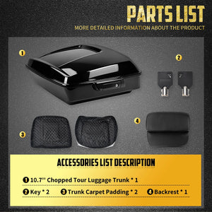 Malle Arrière (Top Case) 10.7" avec Dossier - Harley-Davidson Touring 2014-2025 – photo 5/8