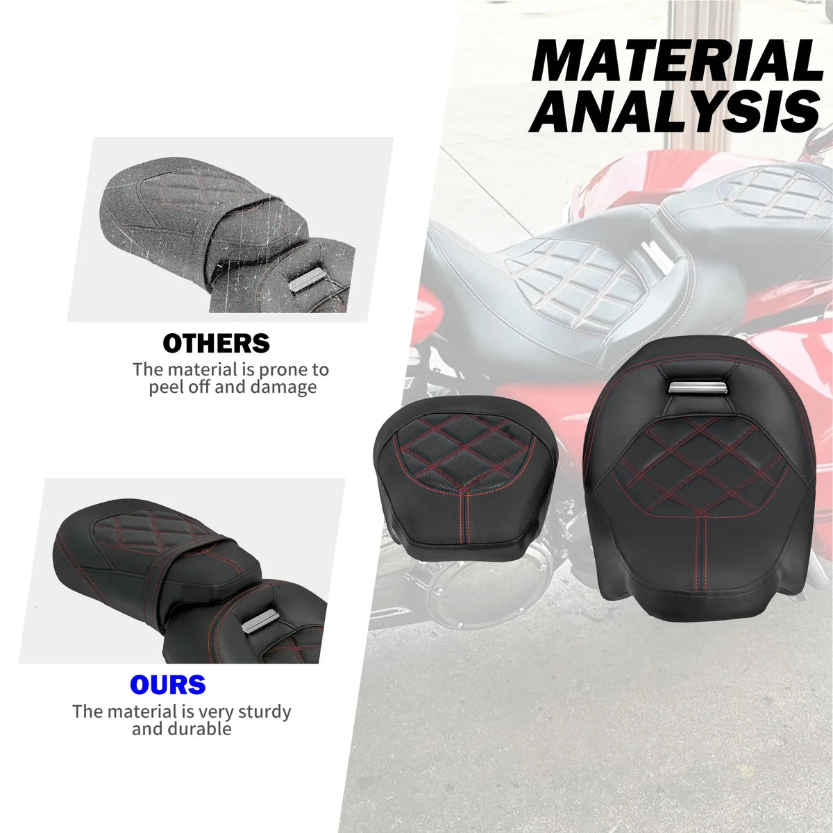 Selle biplace conducteur/passager pour Harley-Davidson Touring 2009-2024 – photo 6/11