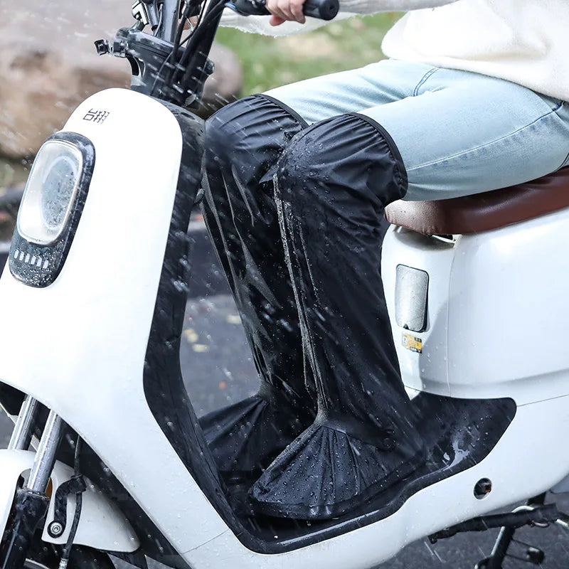 Couvre-bottes moto PU imperméables tige haute jusqu'au genou