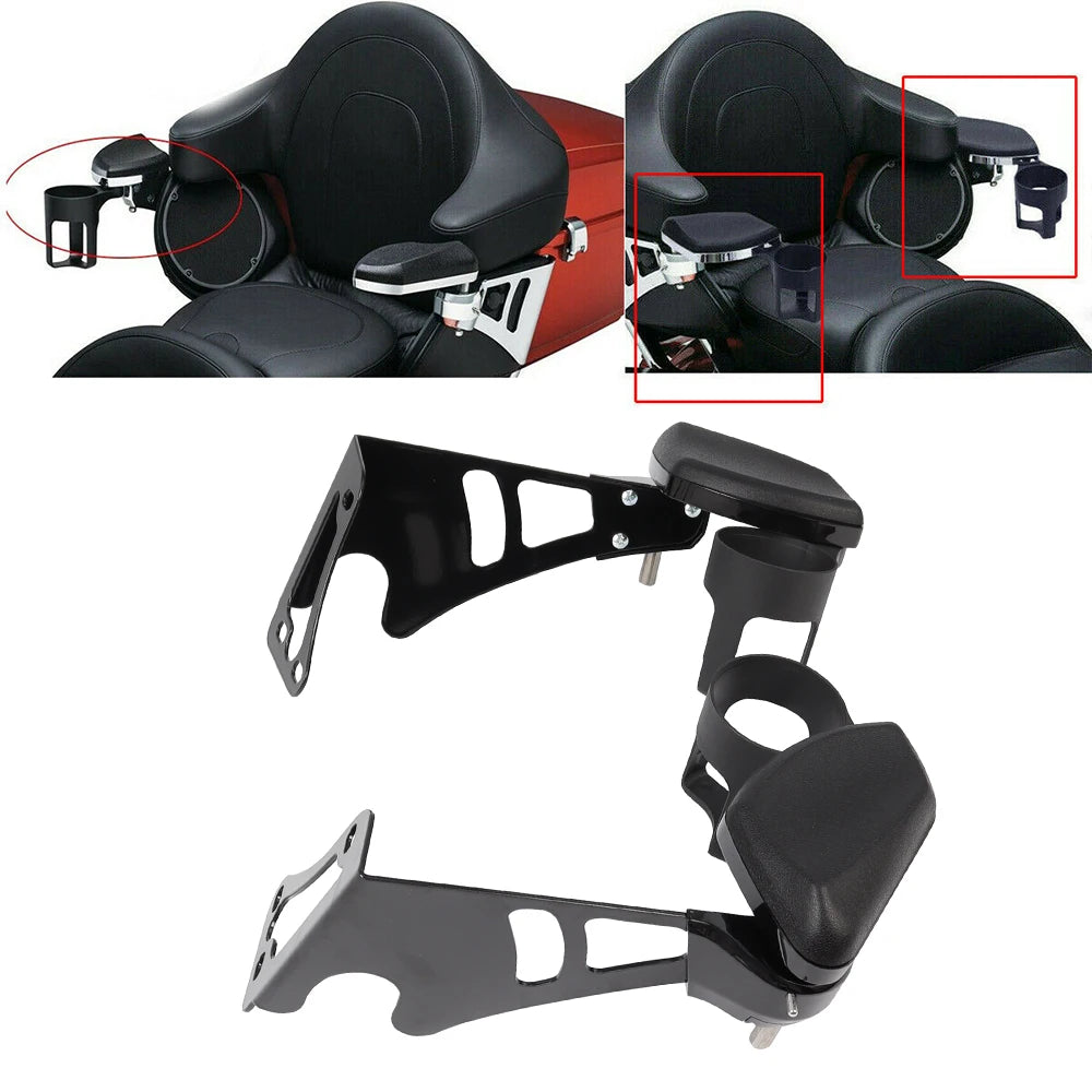 Accoudoirs passager réglables avec porte-gobelets pour Harley-Davidson Touring (1997-2013)