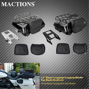 Kit Top Case Razor 7,5\" avec Dossier, Support et Fixation Rapide - Harley-Davidson Touring 2014-2025 – photo 1/12