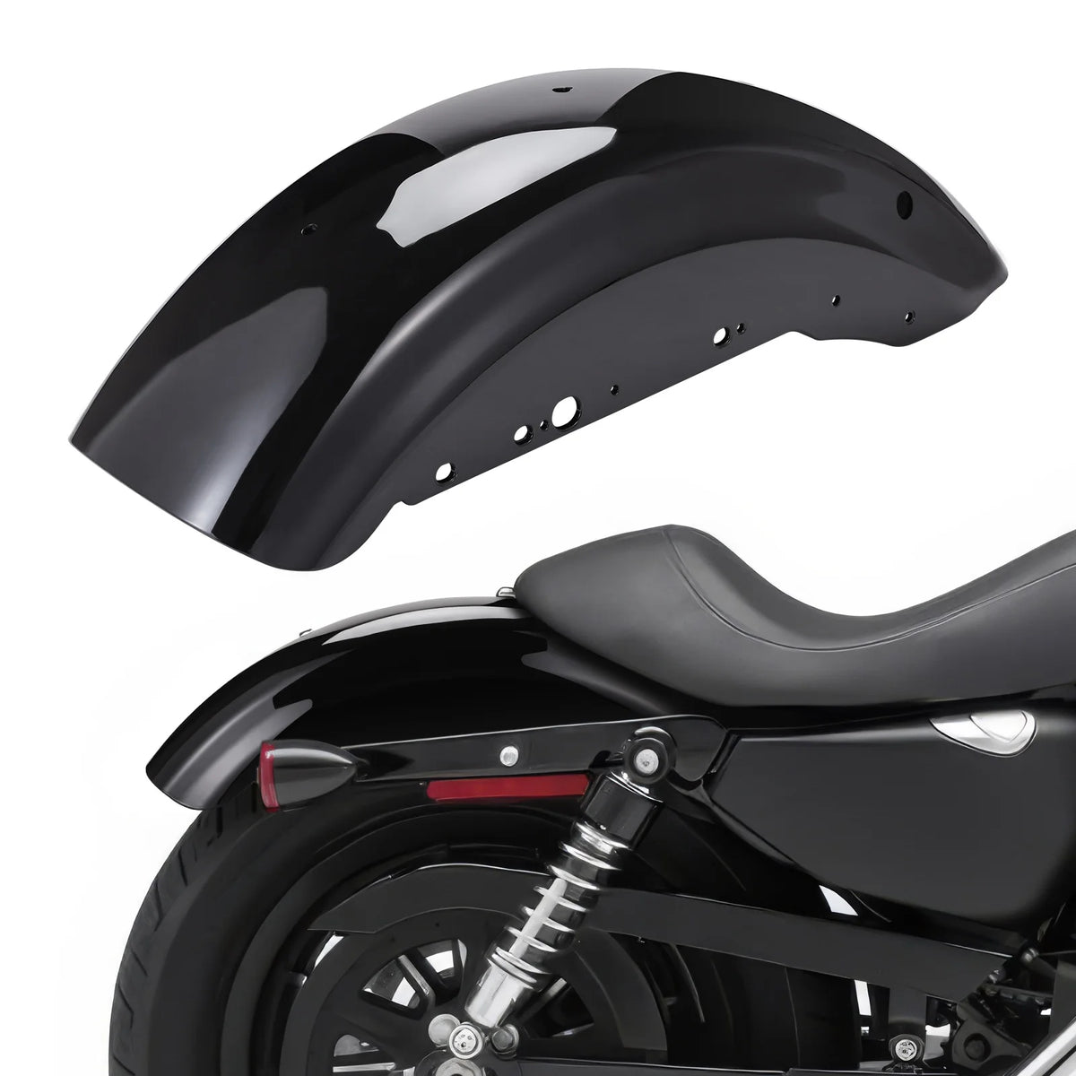 Garde-boue arrière moto ABS noir brillant pour Harley-Davidson Sportster - vue 1
