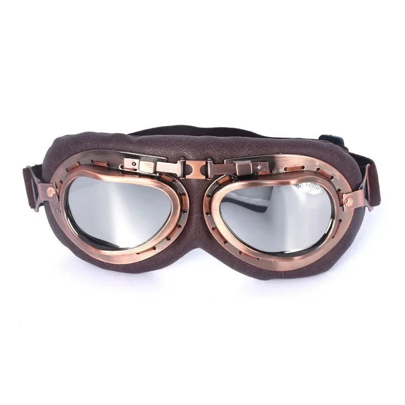 Lunettes de moto vintage style pilote cuivré et steampunk - vue 6