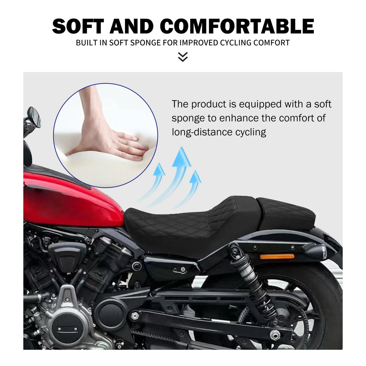 Selle biplace en cuir pour moto Harley-Davidson Nightster - vue 4