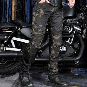 Jean moto été camouflage bleu, mesh respirant anti-chute - vue 1