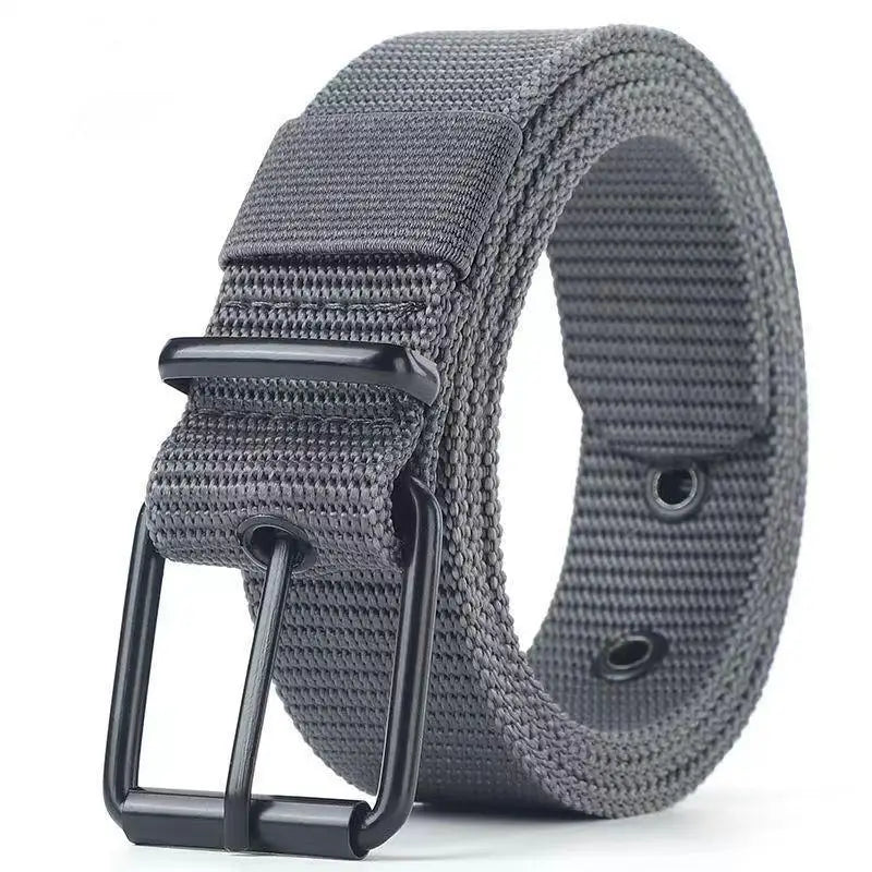 Ceinture en toile grise à boucle ardillon métallique - vue 11