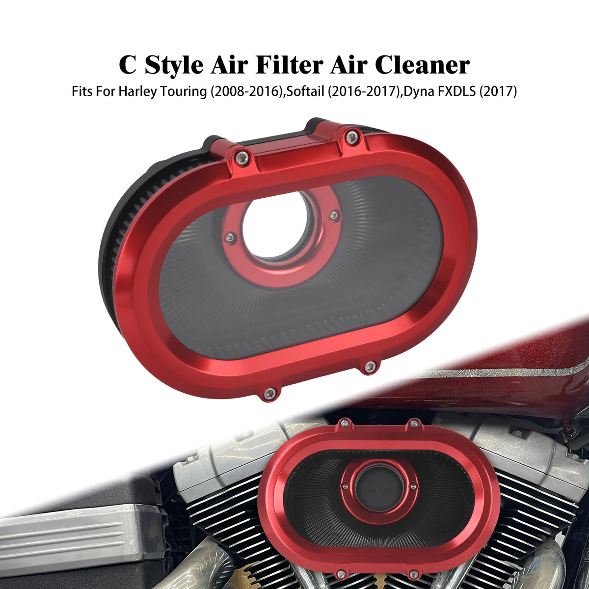 Filtre à Air avec Anneaux Décoratifs Interchangeables - Harley-Davidson Sportster, Dyna, Touring, Softail, Trike – photo 18/26