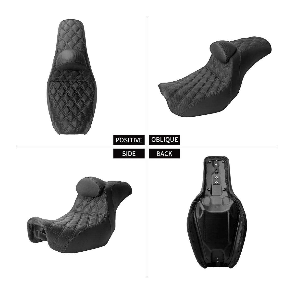 Selle biplace avec dossier pour Harley-Davidson Dyna - vue 3