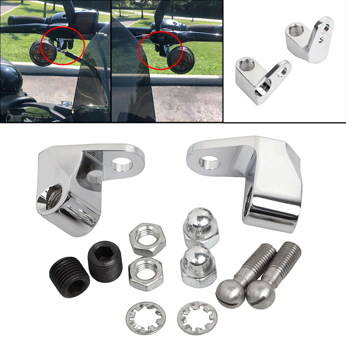 Supports de clignotants avant pour Harley Softail Dyna Sportster - vue 1
