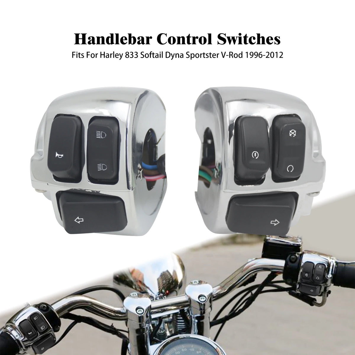 Paire de commodos de guidon pour moto Harley-Davidson - vue 7
