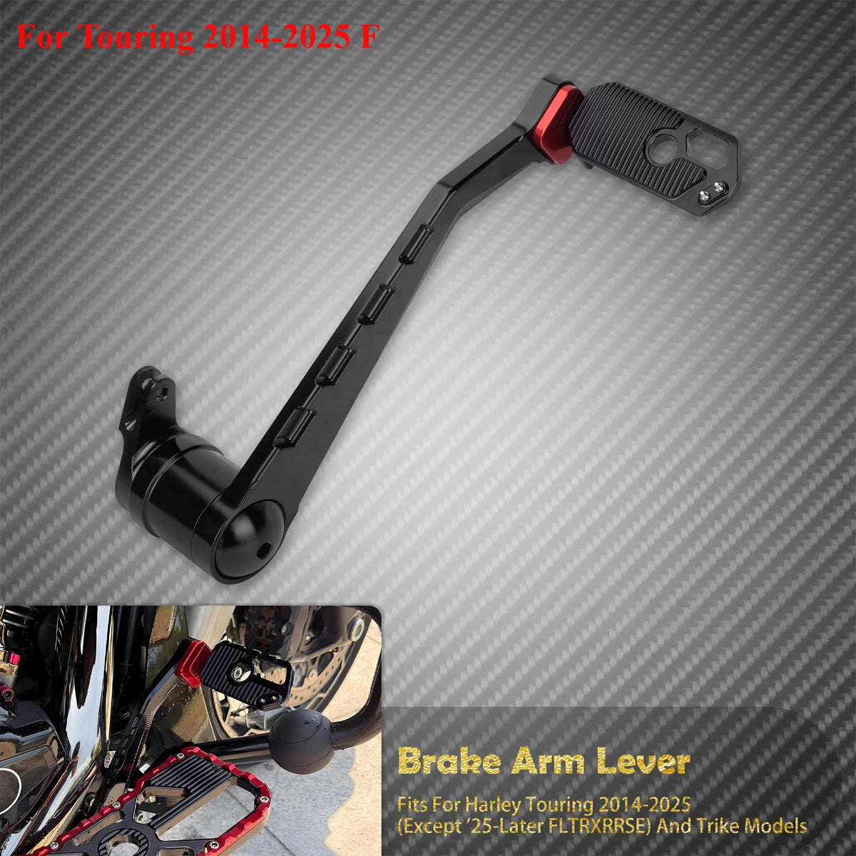 Levier de frein arrière (brake arm) en aluminium - Harley Touring Road King, Street Glide, Electra Glide, Ultra Limited, Trike 2008-2025 – photo 10/14