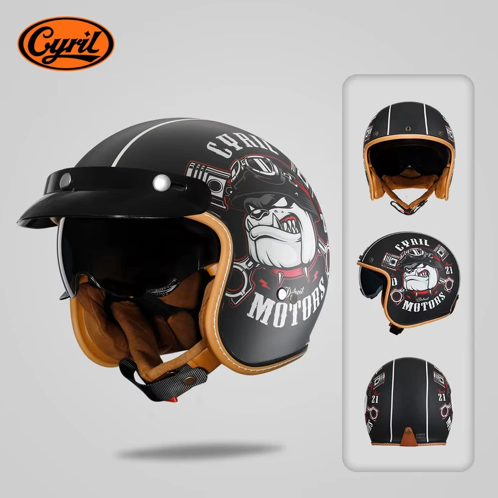 Casque moto jet rétro CYRIL B206 avec visière - vue 8