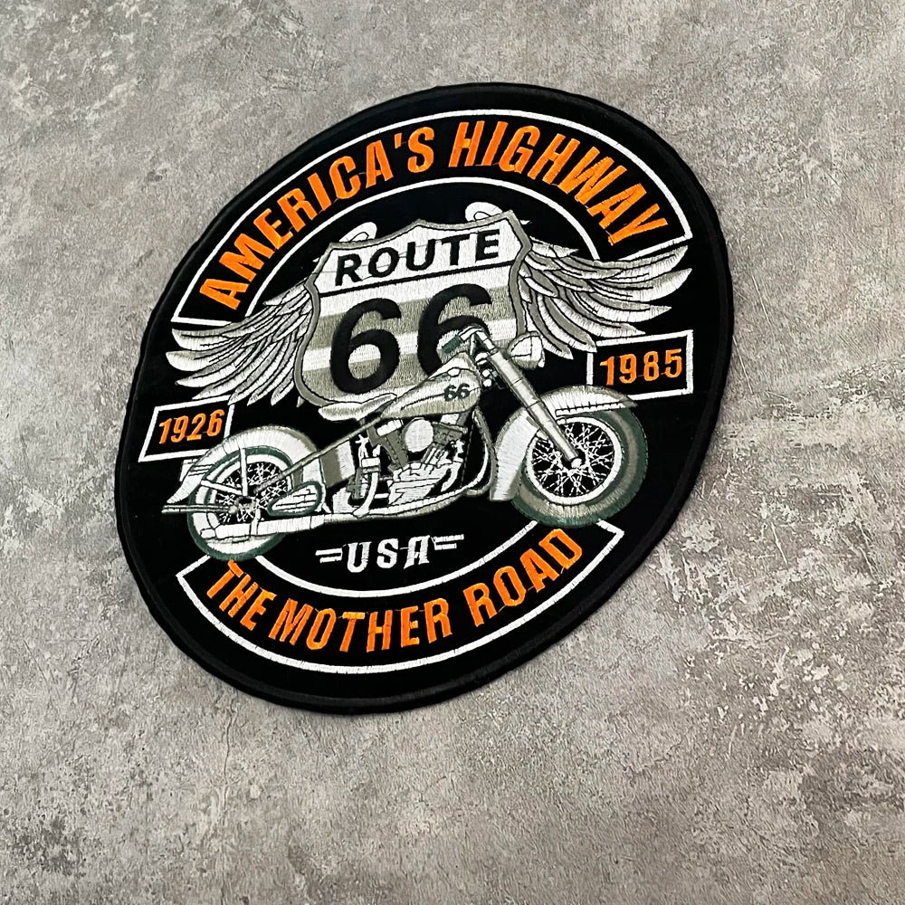 Écusson brodé Route 66 USA grand format à coudre sur blouson - vue 3