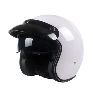 Casque Moto Jet Vintage Noir Brillant - Style Café Racer - vue 11
