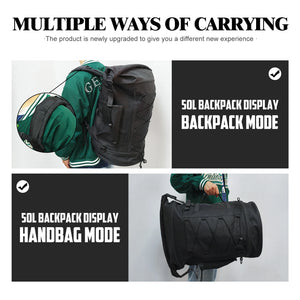 Sac de sissy-bar moto noir extensible avec sangles et housse de pluie - vue 3