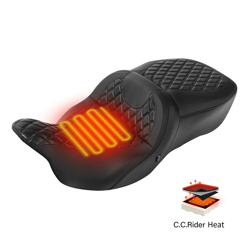 Selle chauffante conducteur/passager pour Harley-Davidson Touring Road King / Electra Glide (2009-2023)