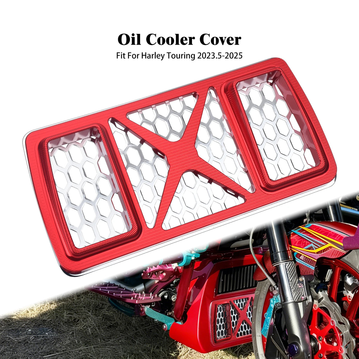 Grille de Protection Radiateur d'Huile en Aluminium CNC - Harley-Davidson Touring FLHTK 2023.5-2025 – photo 8/11