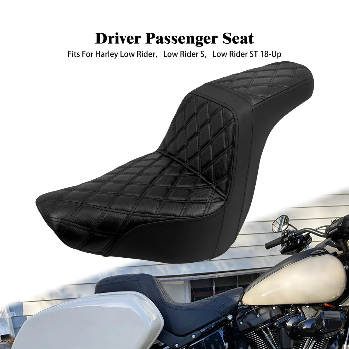 Selle biplace noire en cuir microfibre pour Harley-Davidson Softail - vue 11