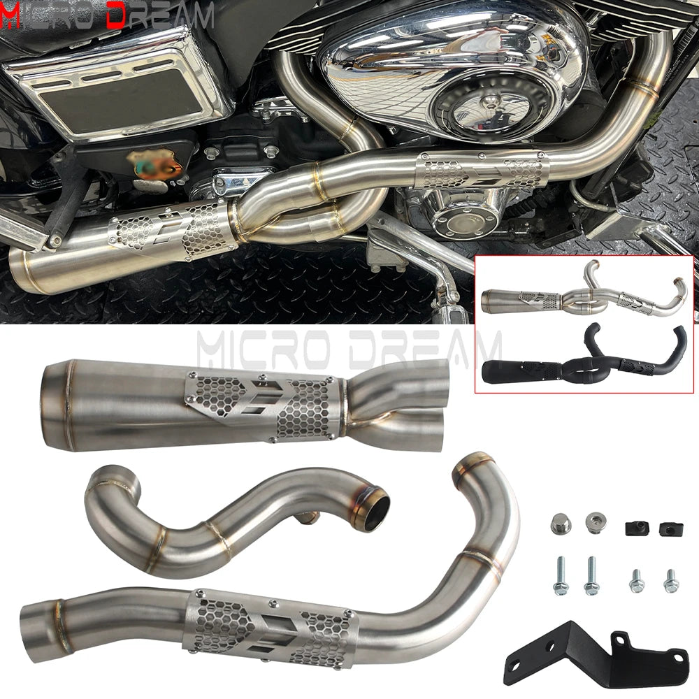 Échappement 2 en 1 inox pour Harley Dyna - vue 1